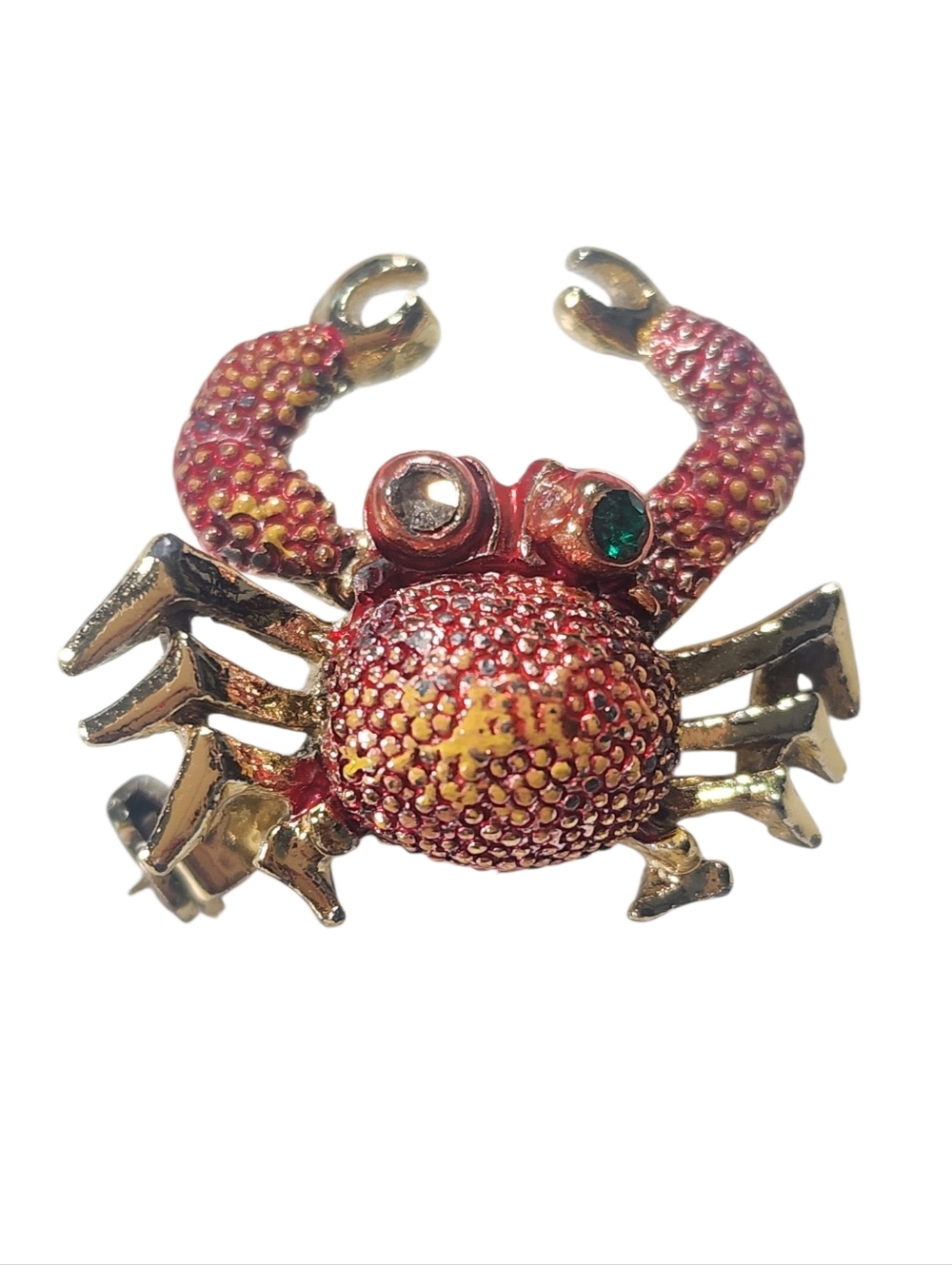 Vintage Enamel Articulated Crab Scatter Pin